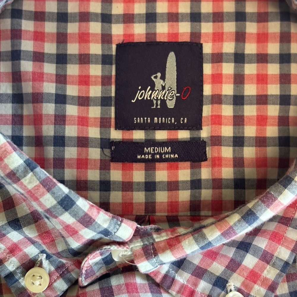 Johnnie-O Long Sleeve Plaid Button Down Men's Medium Cotton Shirt - Picture 6 of 10